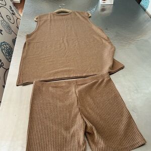 Casual Tan Sleeveless Set for Women